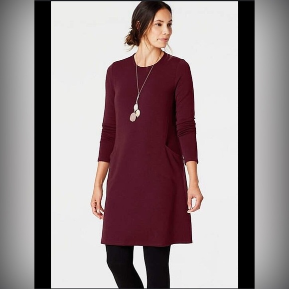 J.Jill Pure Jill long sleeve dress eggplant color size XL - Picture 1 of 9